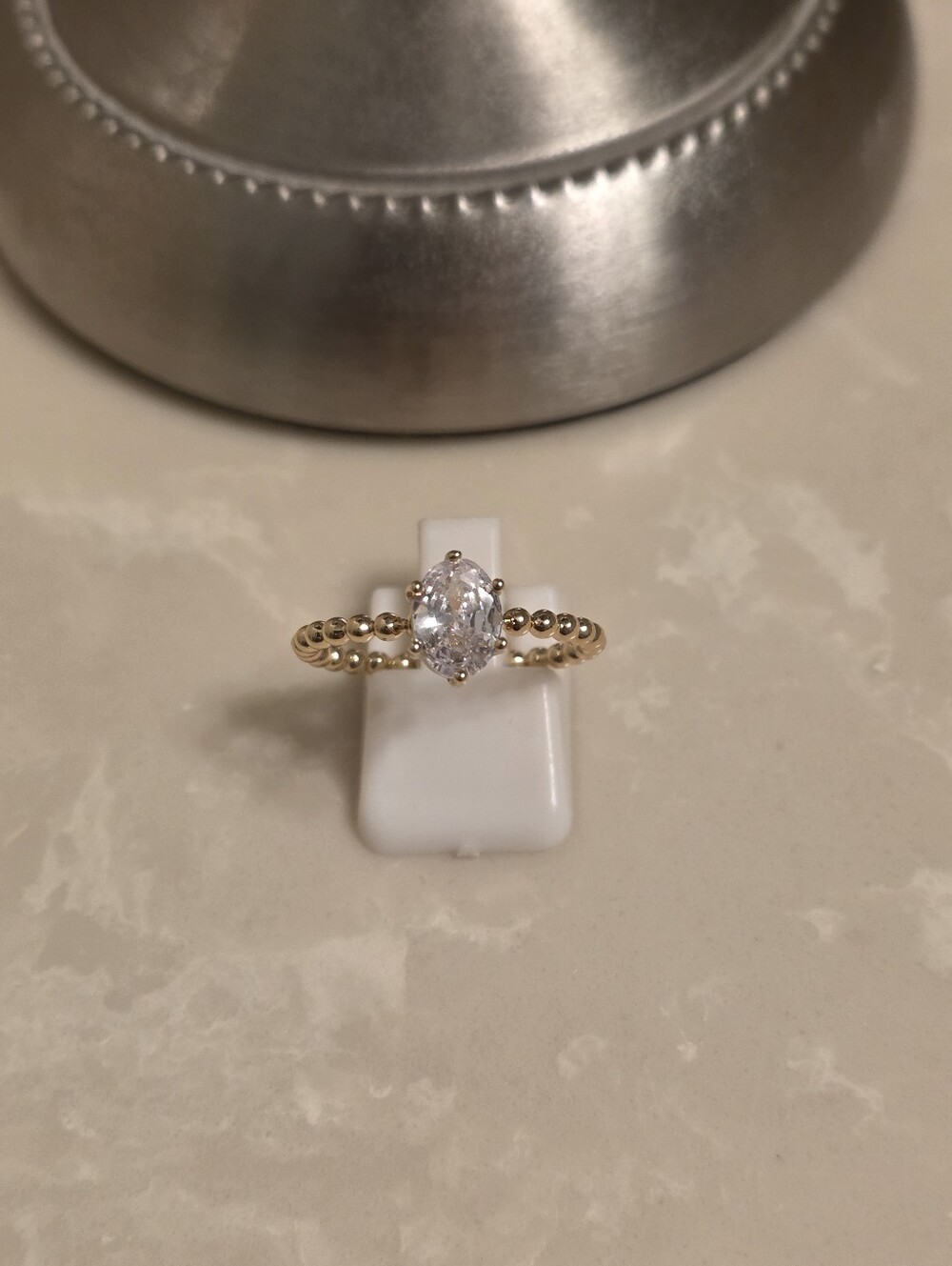 Gold and CZ Oval Cut Ring Size 8.5
